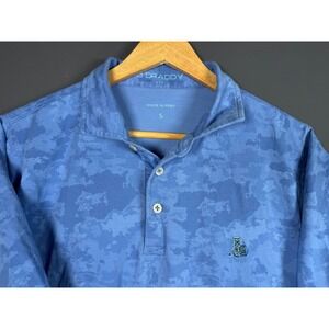 B. Draddy Ansley Golf Club Mens Small Blue Camo Short Sleeve Golf Polo Shirt